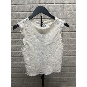 Future Collective Women Cream Textured Jacquard Sleeveless Ruffle Top XS NWT